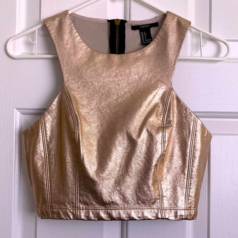 Forever 21 Rose Gold Metallic Crop Top